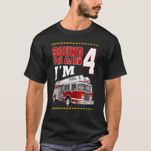 Camiseta Bombeiro de 4 anos Homem-Bombeiro 4º Aniversário