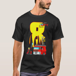 Camiseta Bombeiro de 8 anos Rapaz do 8.º Aniversário