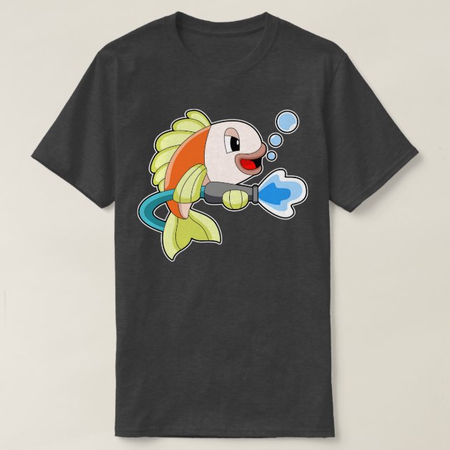 Camiseta Bombeiro de peixe extintor de incêndio (Frente do Design)