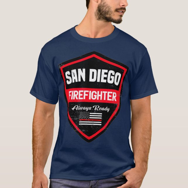 Camiseta Bombeiro de resgate de incêndio San Diego Primeiro (Frente)