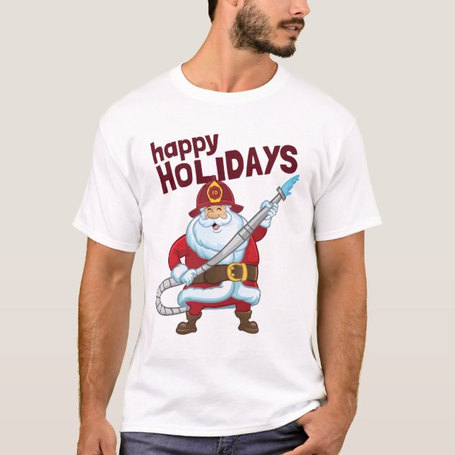 Camiseta Bombeiro do Natal Santa Claus (Frente)