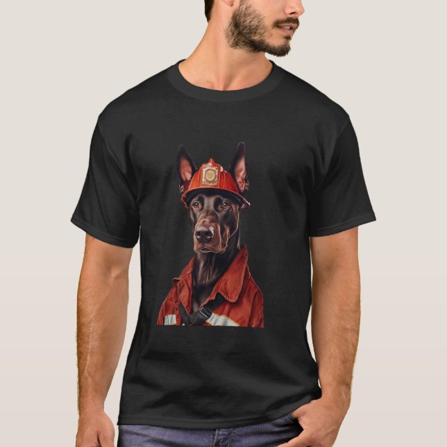 Camiseta Bombeiro Doberman Pinscher (Frente)
