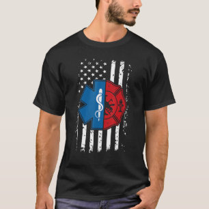 Camiseta Bombeiro Emt Bandeira Dos EUA Emt Bombeiro Ems 3