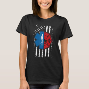 Camiseta Bombeiro Emt Bandeira Dos EUA Emt Bombeiro Ems 3