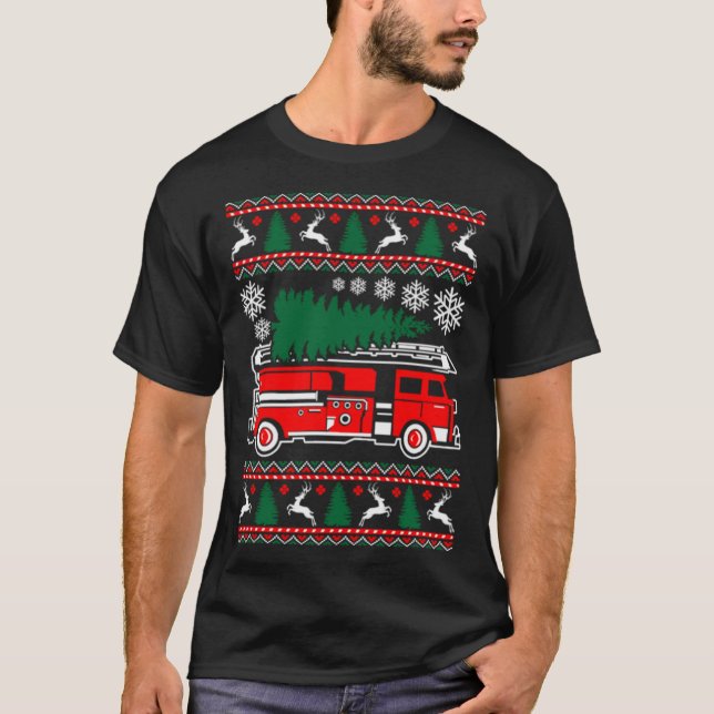 Camiseta Bombeiro feliz de Natal Feio Suado Engraçado Tsh (Frente)