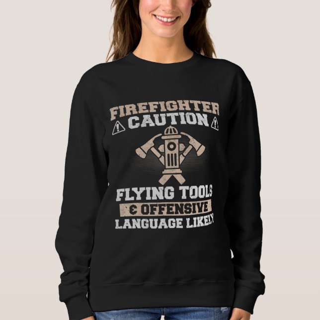 Camiseta Bombeiro - Ferramentas Voadoras de Precaução - Lan (Frente)