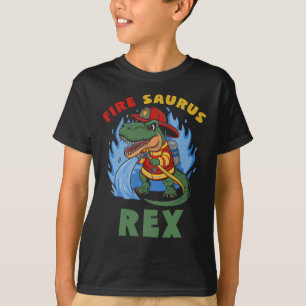Camiseta Bombeiro Fogo Saurus Rex T Rex Dinossaur