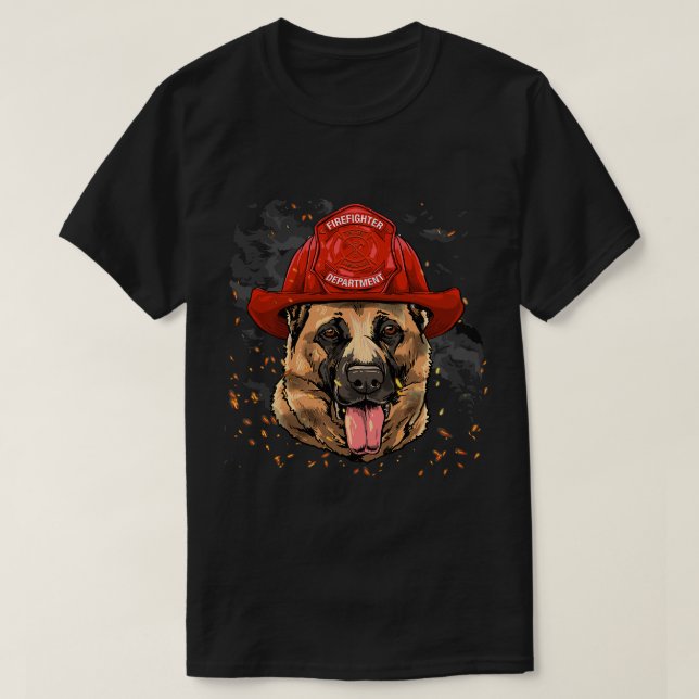 Camiseta Bombeiro German shepherd Bombeiro Firema (Frente do Design)