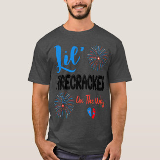 Camiseta Bombeiro Lil a caminho da zona 4 de julho grávida