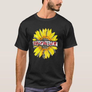 Camiseta Bombeiro Mãe De Volta A Feliz Moça De Girassol Ver