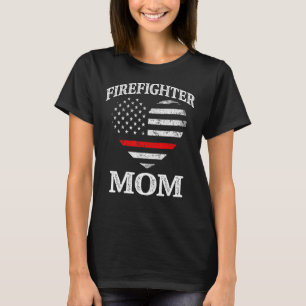 Camiseta Bombeiro Mãe Patriótica Bandeira dos EUA Incêndio