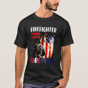 Camiseta Bombeiro Marido Padre Fireman Bandeira Americana