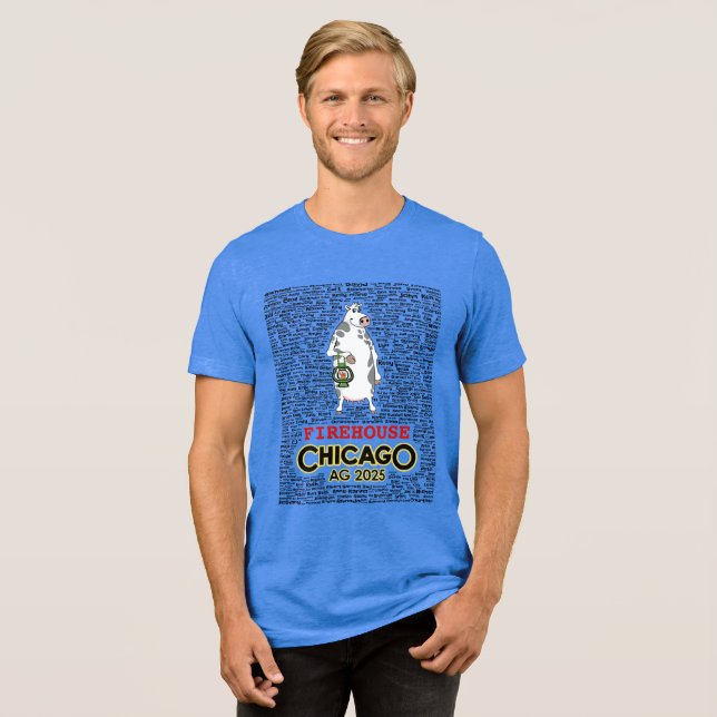 Camiseta Bombeiro masculino no Tee de Chicago com Nomes (re (Frente Completa)