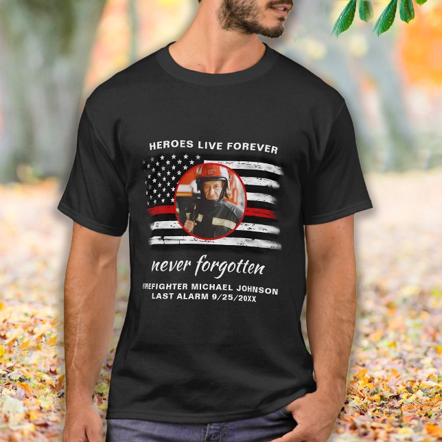 Camiseta Bombeiro Memorial Fallen Fireman Thin Red Line (Criador carregado)