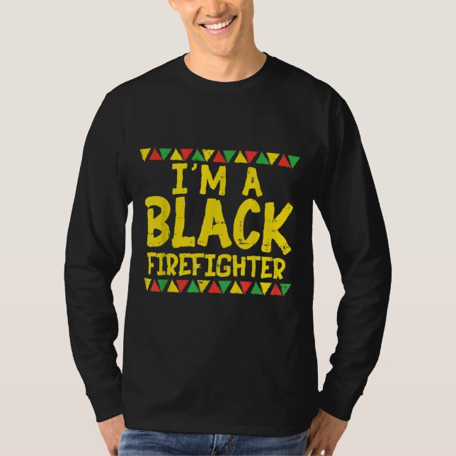 Camiseta Bombeiro Negro Bombeiros Kente African American P (Frente)