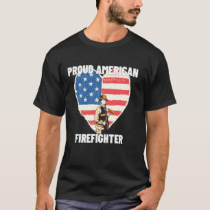 Camiseta Bombeiro Orgânico Americano Bandeira Patriótica
