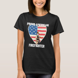 Camiseta Bombeiro Orgânico Americano Bandeira Patriótica