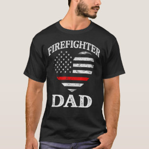 Camiseta Bombeiro Pai Patriótico dos EUA Bandeira do Coraçã