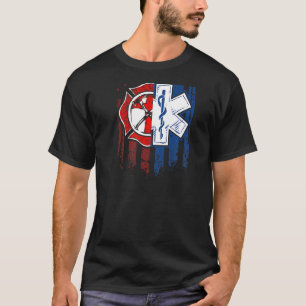 Camiseta Bombeiro paramédico Patriótico Emt Usa Flag Ems