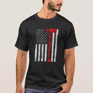 Camiseta Bombeiro Patriótico, Bombeiro Americano Flag Ax R