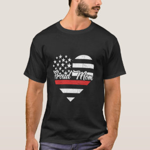 Camiseta Bombeiro Patriótico Mãe Vermelha fina Sinalizador 