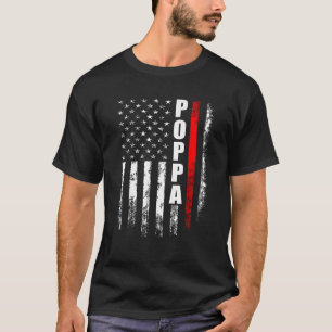 Camiseta Bombeiro Poppa American Flag Day For M
