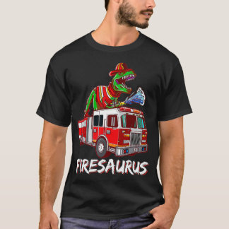 Camiseta Bombeiro Saurus Firecaminhão Firecaminhão Dinossau