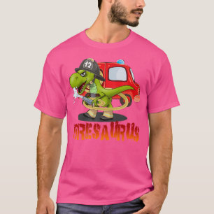 Camiseta Bombeiro Saurus Firecaminhão Firecaminhão Dinossau