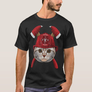 Camiseta Bombeiro Scottish Fold Homem Bombeiros Meninos Fog