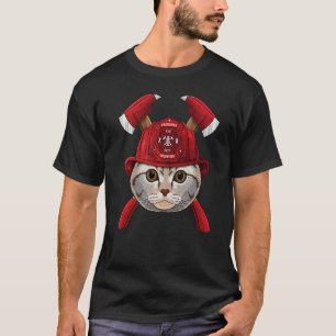 Camiseta Bombeiro Scottish Fold Homem do Fogo Meninos Crian