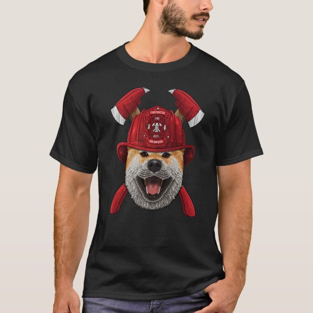 Camiseta Bombeiro Shiba Inu Bombeiro Rapazes Crianças Rescu (Frente)