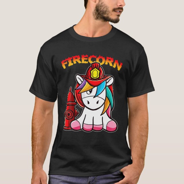 Camiseta Bombeiro Unicórnio Com Capacete Red Fireman Firefi (Frente)