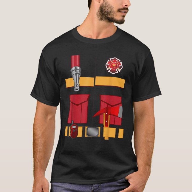 Camiseta Bombeiro Uniforme Bombeiro Figurino Halloween DIY (Frente)