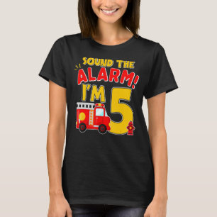 Camiseta Bombeiros de 5 anos, 5 de Aniversário do Bombeiro