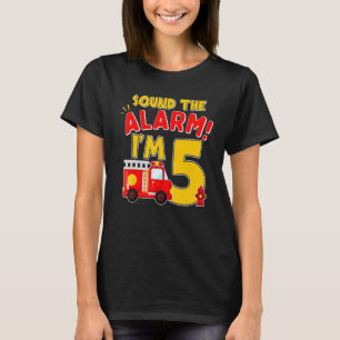 Camiseta Bombeiros de 5 anos, 5 de Aniversário do Bombeiro
