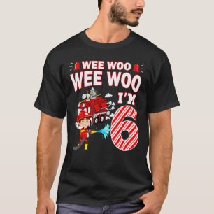 Camiseta Bombeiros de 6 anos 6 de Aniversário de Bombeiro