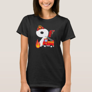 Camiseta Bombeiros de 9 anos, 9 anos, Aniversário do 9º Ani