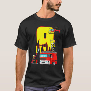 Camiseta Bombeiros de 9 anos, 9 anos, Aniversário do 9º Ani