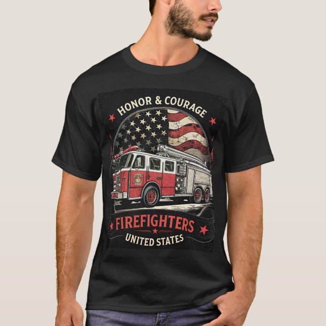 Camiseta Bombeiros de honra e coragem dos Estados Unidos (Frente)