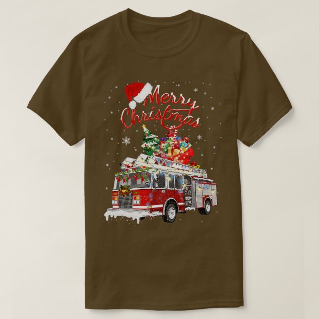 Camiseta Bombeiros de Papai noel Sleigh Fireman (Frente do Design)