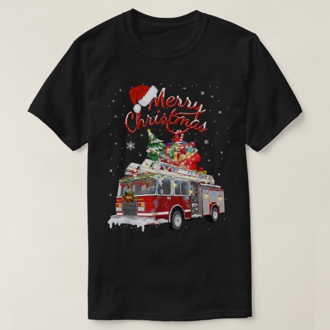 Camiseta Bombeiros de Papai noel Sleigh Fireman (Frente do Design)
