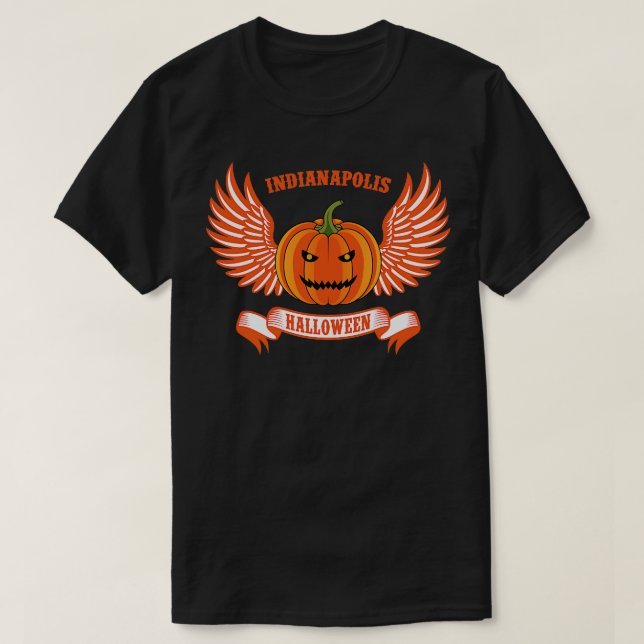 Camiseta Bombeiros Voadores do Dia das Bruxas de Indianápol (Frente do Design)