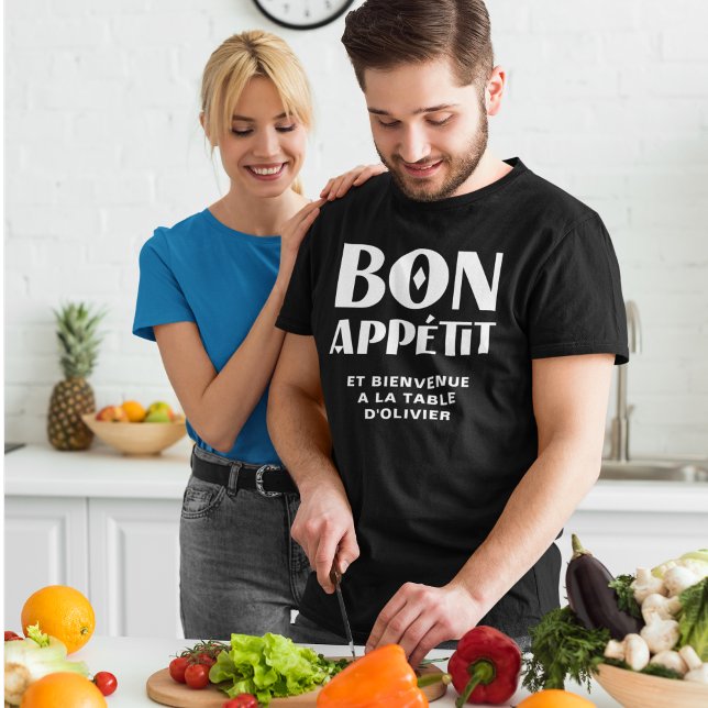 Camiseta Bon Appetit Bem-vindo à Mesa do meu chef francês (Criador carregado)