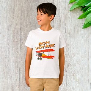 Camiseta Bon Voyage Biplane Vintage Avião