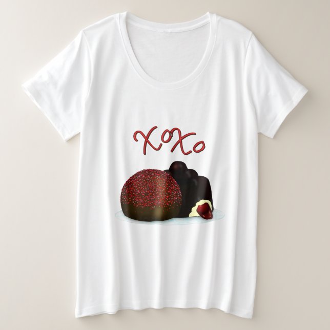 Camiseta Bonbon e Chocolate Negro do Namorados XOXO (Frente do Design)