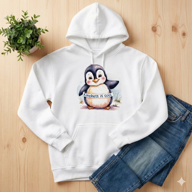 Camiseta Bondade É Legal Crianças Que Suam (Encourage kindness with this cute penguin, "Kindness is cool" sweatshirt! )