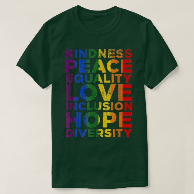 Camiseta Bondade Igualdade Amor LGBTQ Genderfluido Sinaliza (Frente do Design)