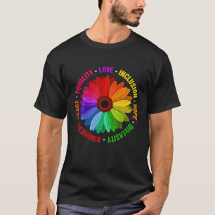Camiseta Bondade Igualdade de paz Inclusão de amor Fígado