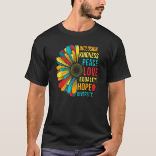 Camiseta Bondade Igualdade de paz Inclusão de amor Fígados 