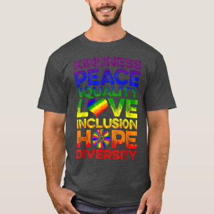 Camiseta Bondade Igualdade de Paz Inclusão de Amor Lgbt Hum